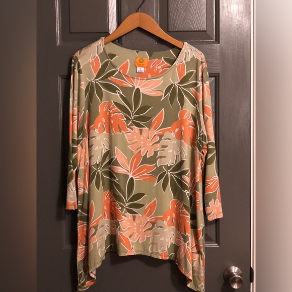 Ruby Rd Blouses Ruby Rd. | Tops | Ruby Rd Womens Tropical Green Pink Blouse | Poshmark